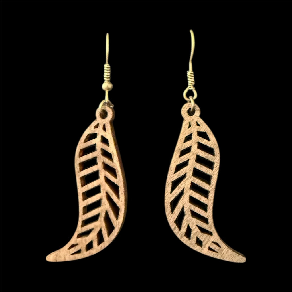 Wood Leaf Earrings