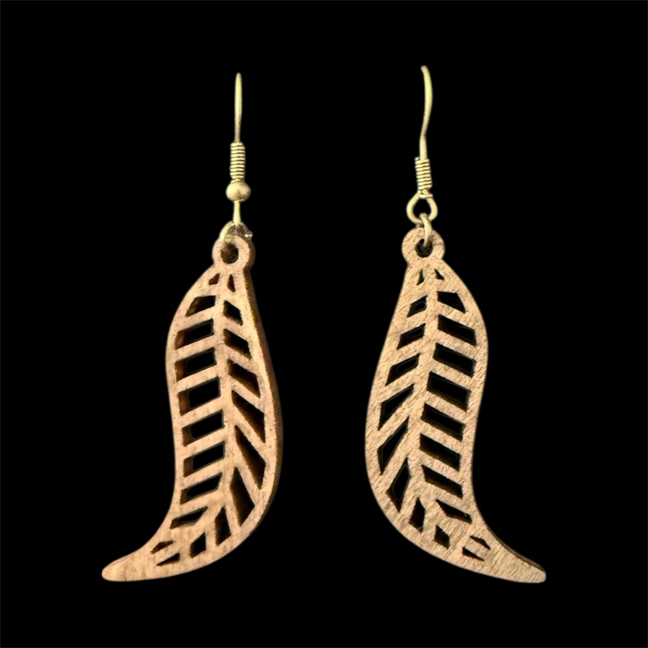 Wood Leaf Earrings