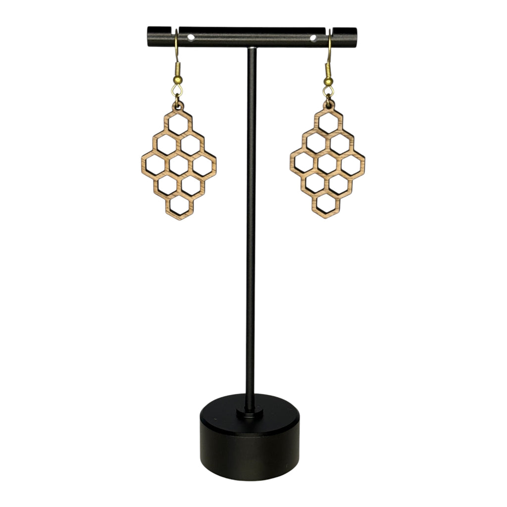 Honeycomb Wood Earrings