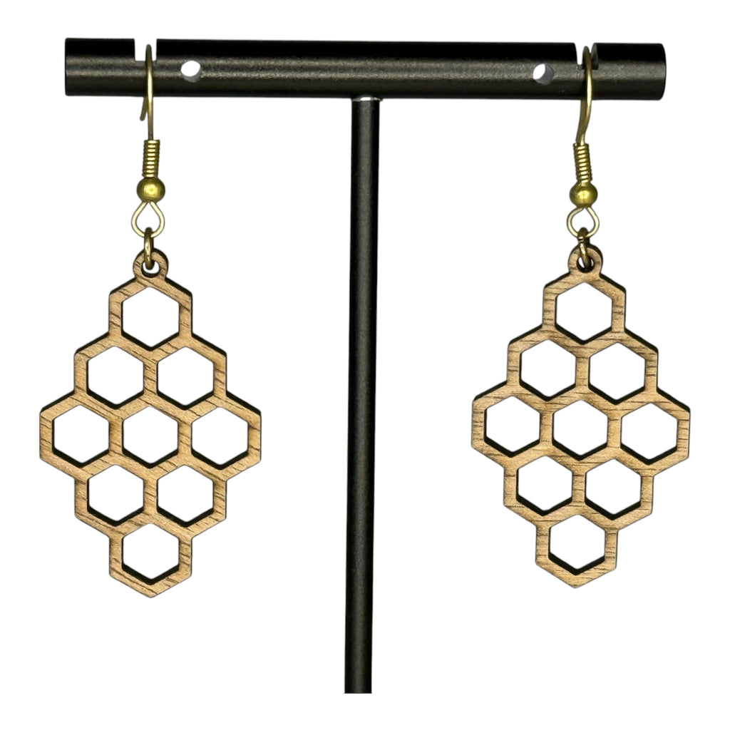 Honeycomb Wood Earrings