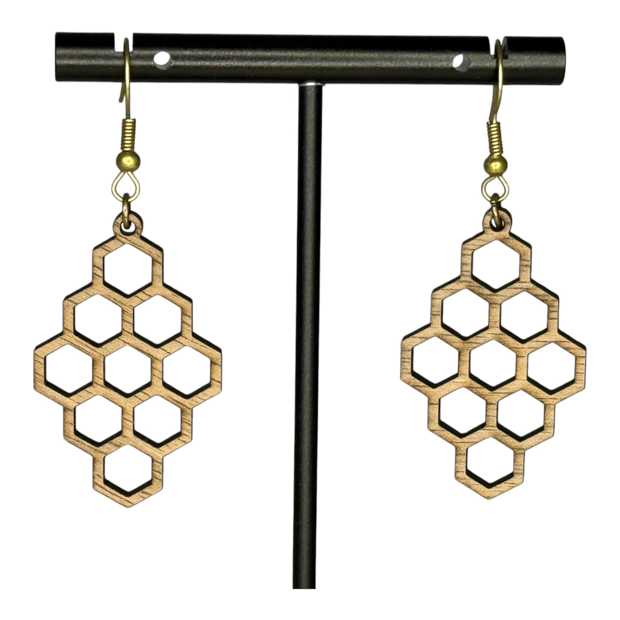 Honeycomb Wood Earrings
