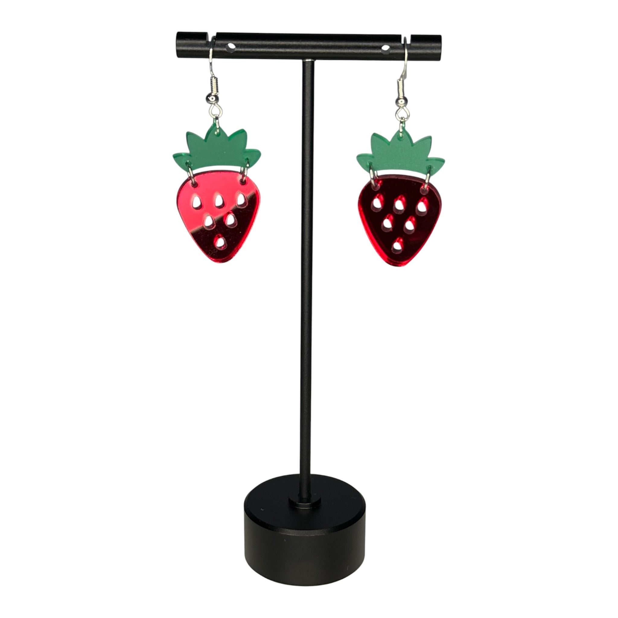 Strawberry Red Mirrored Earrings
