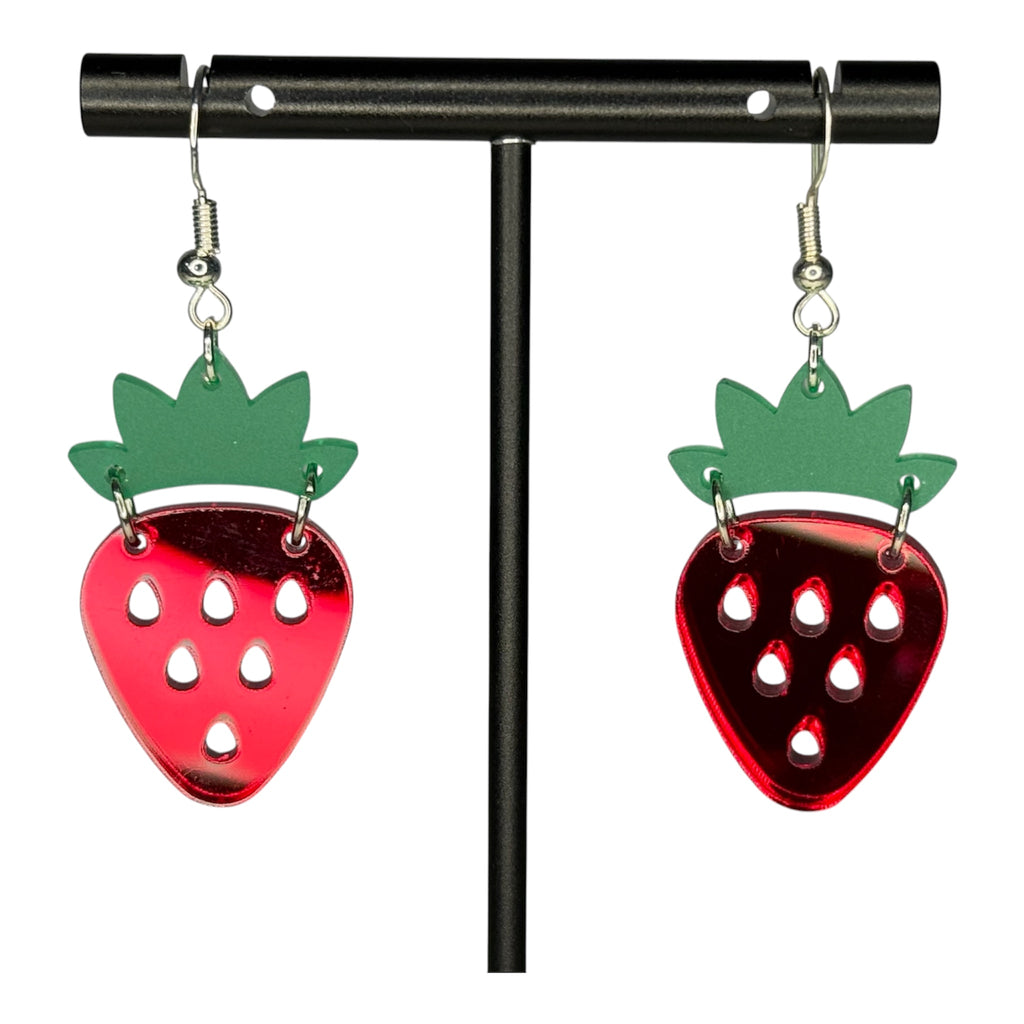 Strawberry Red Mirrored Earrings