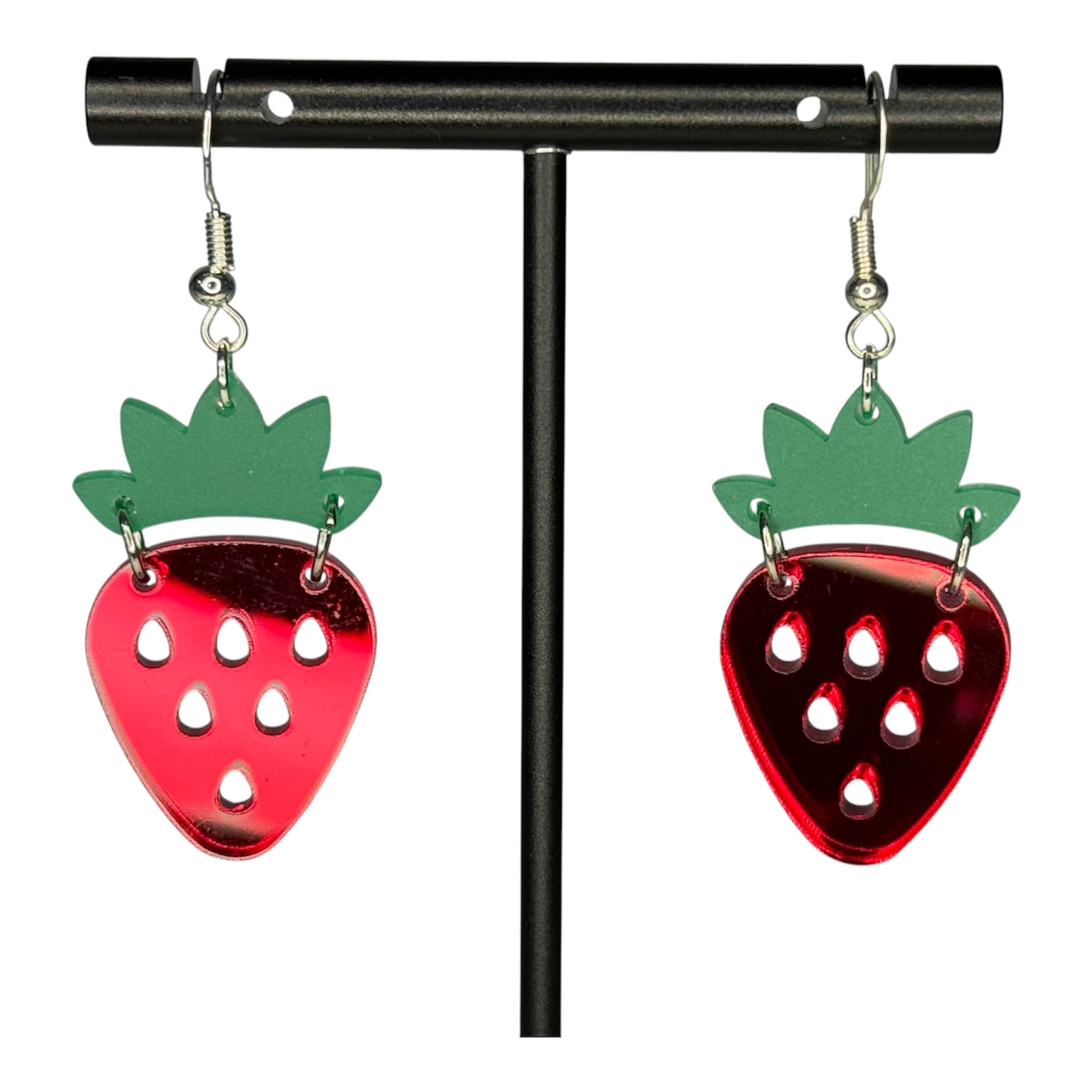 Strawberry Red Mirrored Earrings