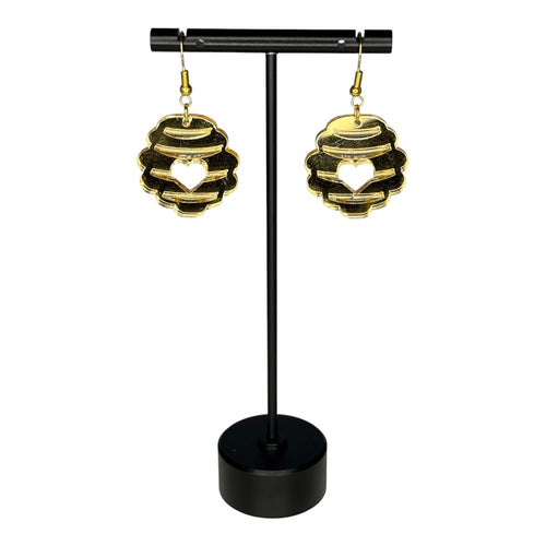Beehive Gold Mirrored Earrings